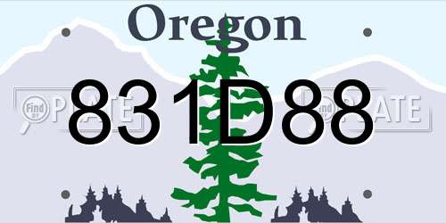 831D88 Oregon License Plate
