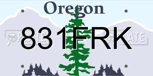 831FRK Oregon License Plate