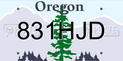 831HJD Oregon License Plate