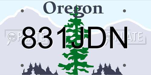831JDN Oregon License Plate