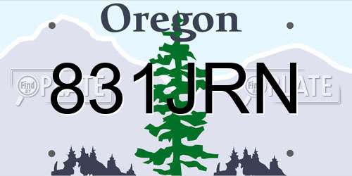 831JRN Oregon License Plate