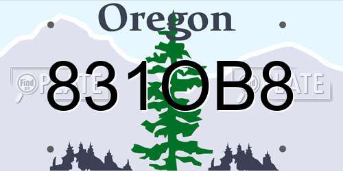 831OB8 Oregon License Plate