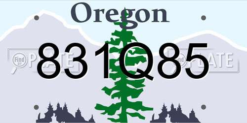 831Q85 Oregon License Plate