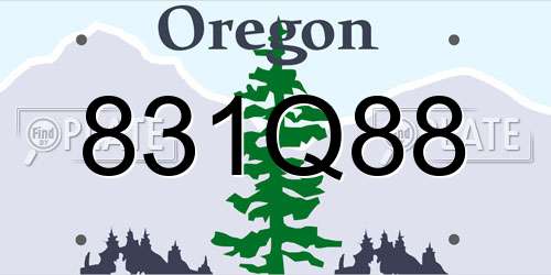 831Q88 Oregon License Plate