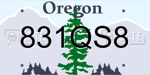 831QS8 Oregon License Plate