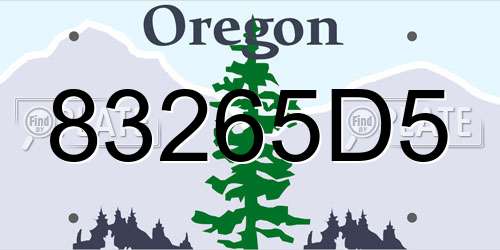 83265D5 Oregon License Plate