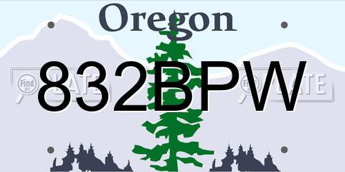 832BPW Oregon License Plate