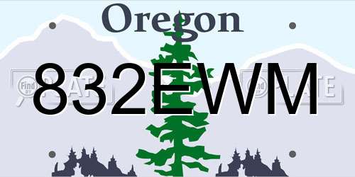 832EWM Oregon License Plate