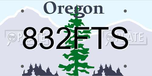 832FTS Oregon License Plate