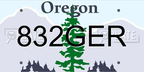 832GER Oregon License Plate