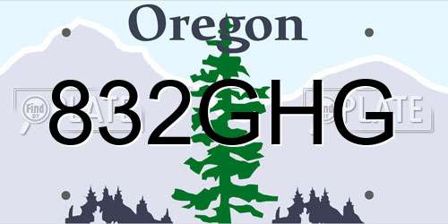 832GHG Oregon License Plate
