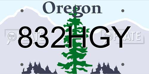 832HGY Oregon License Plate