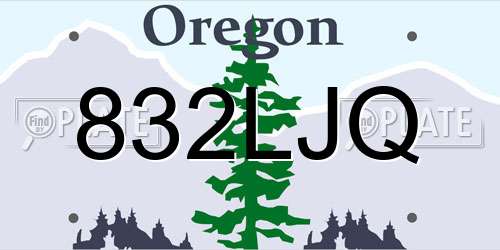 832LJQ Oregon License Plate