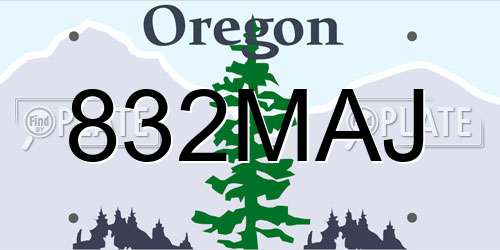 832MAJ Oregon License Plate