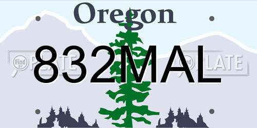 832MAL Oregon License Plate