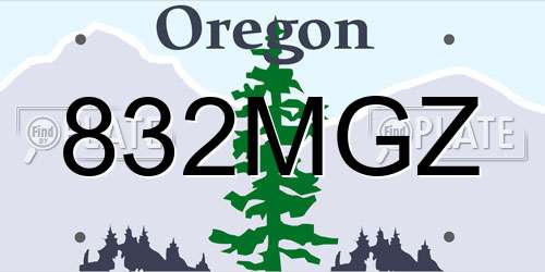 832MGZ Oregon License Plate