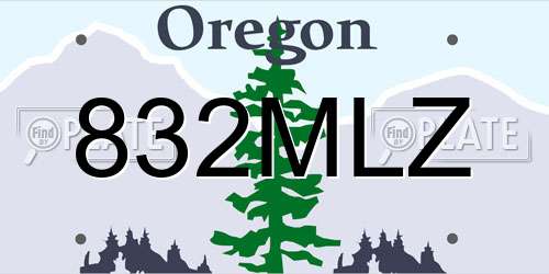 832MLZ Oregon License Plate
