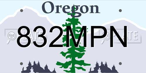 832MPN Oregon License Plate