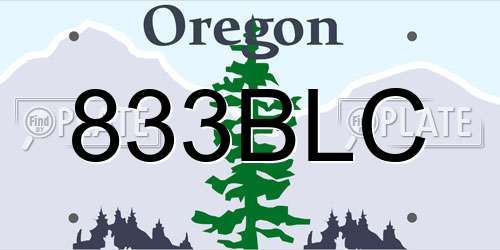 833BLC Oregon License Plate