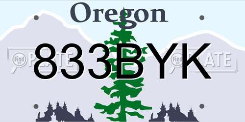 833BYK Oregon License Plate