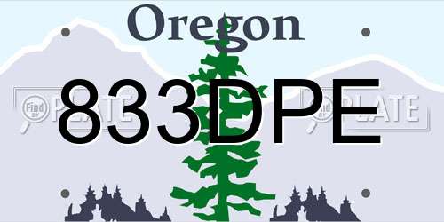 833DPE Oregon License Plate
