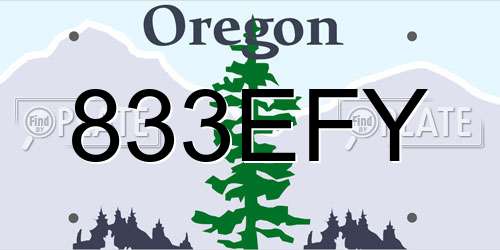 833EFY Oregon License Plate