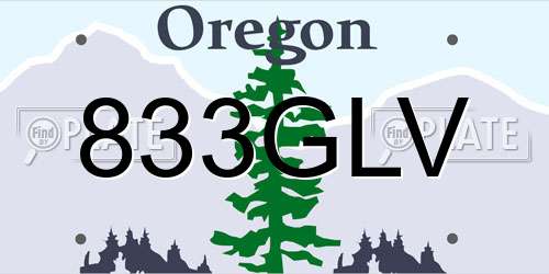 833GLV Oregon License Plate