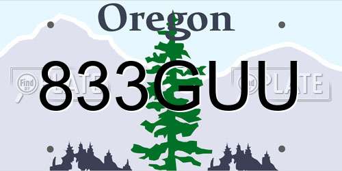 833GUU Oregon License Plate