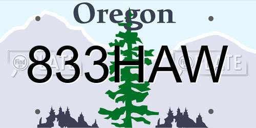833HAW Oregon License Plate