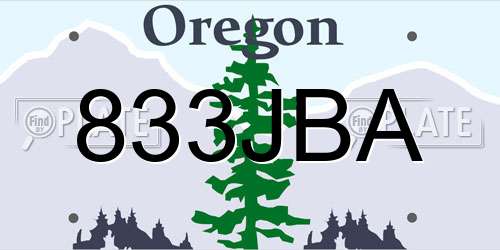833JBA Oregon License Plate