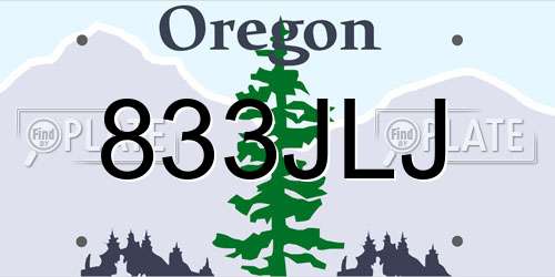 833JLJ Oregon License Plate