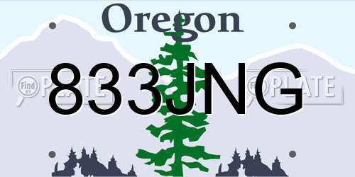 833JNG Oregon License Plate
