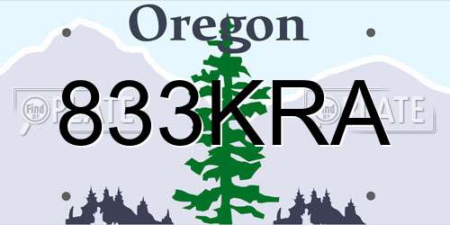 833KRA Oregon License Plate