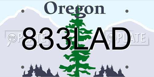 833LAD Oregon License Plate