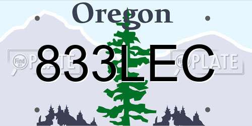 833LEC Oregon License Plate