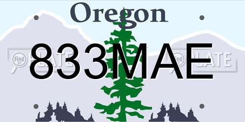 833MAE Oregon License Plate