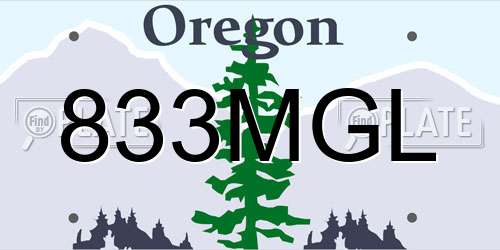 833MGL Oregon License Plate