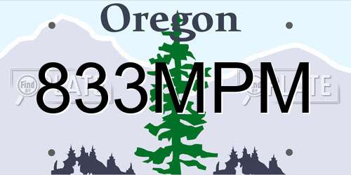 833MPM Oregon License Plate