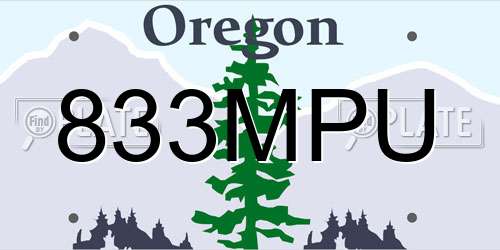 833MPU Oregon License Plate