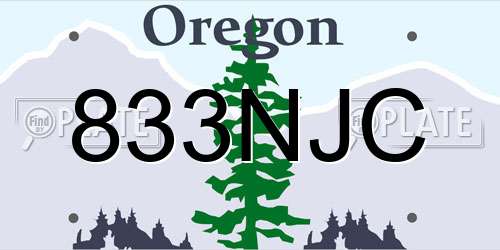 833NJC Oregon License Plate