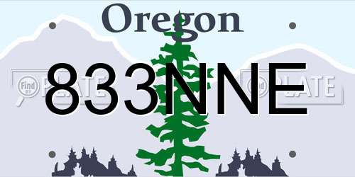 833NNE Oregon License Plate