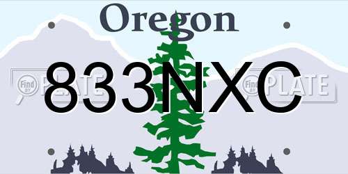 833NXC Oregon License Plate
