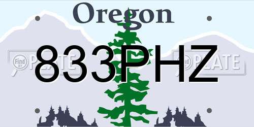 833PHZ Oregon License Plate