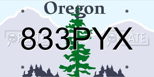 833PYX Oregon License Plate
