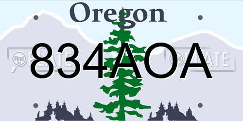 834AOA Oregon License Plate