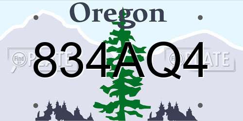 834AQ4 Oregon License Plate