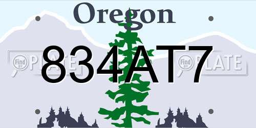 834AT7 Oregon License Plate