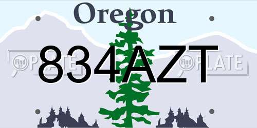 834AZT Oregon License Plate