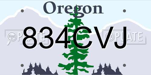 834CVJ Oregon License Plate