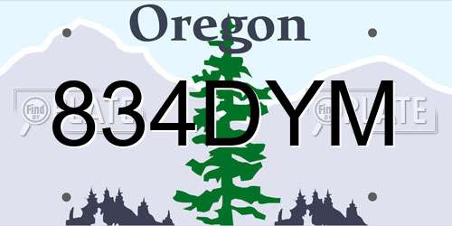 834DYM Oregon License Plate